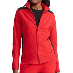 Lauren Ralph Lauren Color Block Zip Front Cotton Blend Jacket, Size Medium
